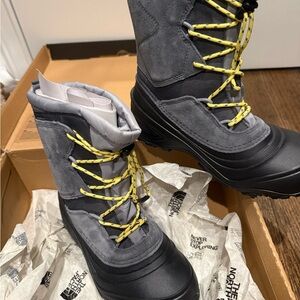 The Alpenglow North Face Vanadis Grey and Black Youth Boots with Yellow Laces